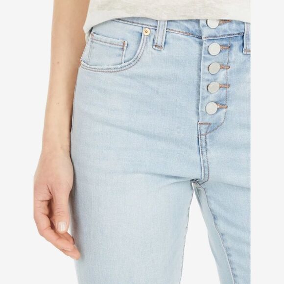 Blank NYC New Exposed Button Great Jones High Rise Skinny Light Blue Denim 26 - Picture 4 of 10